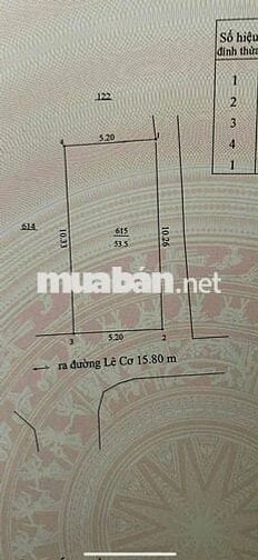 Bán lô đất 2 mặt kiệt ô tô Lê Cơ, dt 52m2, giá chỉ hơn 4 tỷ