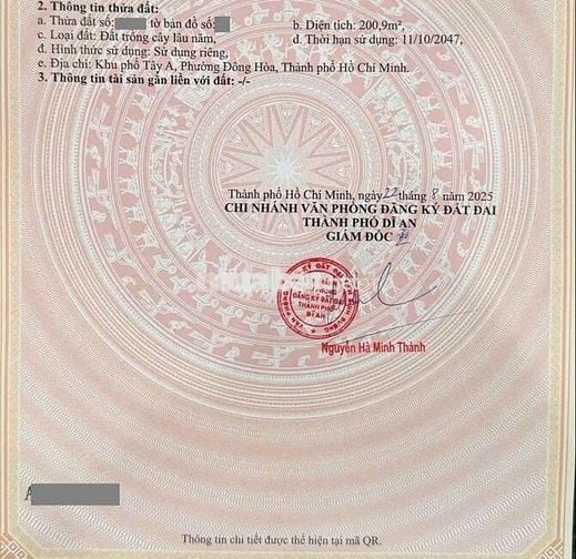 Đất đường Võ Thị Sáu phường Đông Hòa Tp Dĩ An