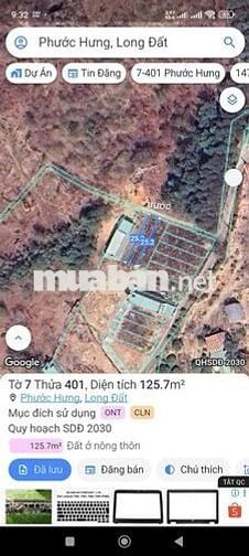 Bán đất thổ cư 125m2 Sổ hồng riêng ,xã Phước Hưng (long hải)