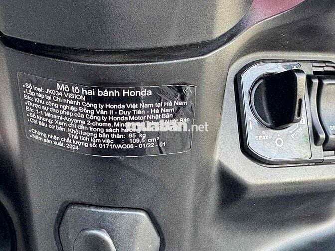 Honda Vision 2024 Trắng hồng máy zin