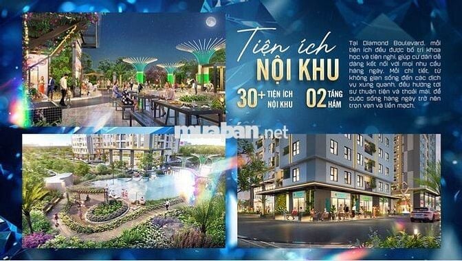 Căn hộ chung cư 2PN 43m2 Diamond Boulevard full nội thất, hàng CDT
