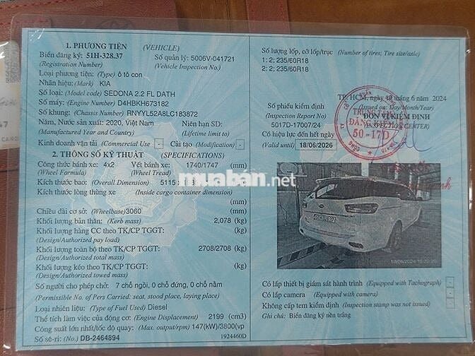 Bán xe Kia Sedona 2020 trắng Full dầu 820 triệu