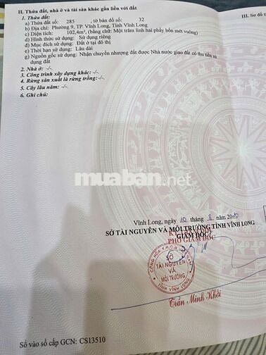 Chuyển nhượng đất nền khu hành chính tỉnh Vĩnh Long