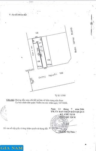 BÁN NHÀ MẶT TIỀN : 560 NGUYỄN TRÃI - P. 8 - Q. 5 - TPHCM