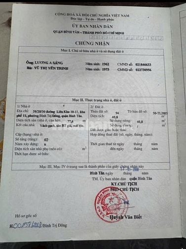 Nhà hẻm 59 Liên khu 10-11, P. Bình Trị Đông.