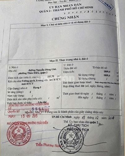 Đất lớn hiếm nhất Thảo Điền, thổ cư 100%, 571m², nhà cũ, Giá 250tr/m²