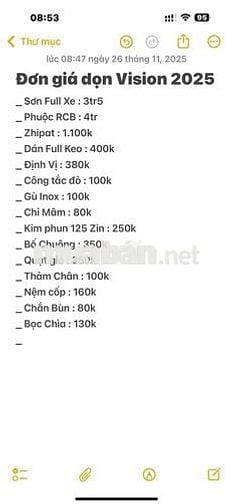 Honda Vision 2025 Thể thao Bạc Odo 1K Full Đồ Chơi