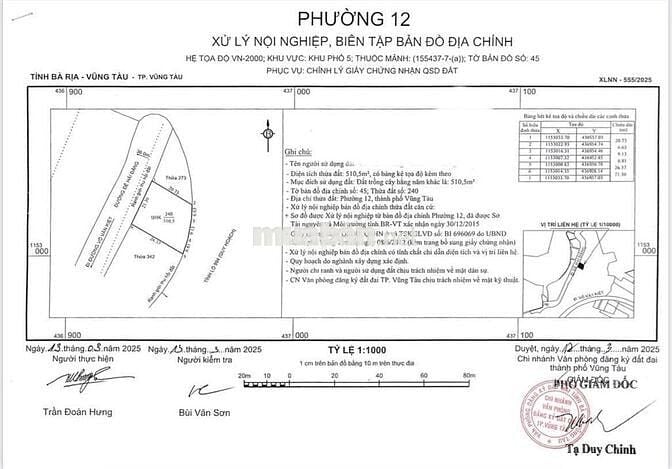 2 mặt tiền P12, Vtau- 510m2 đường 36m, bùng binh BHòa VTàu 9,5 tỷ