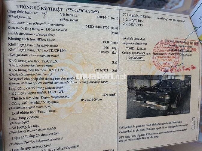 ✅Ford Ranger 2cầu. Dầu. Sàn. 5c/700kg