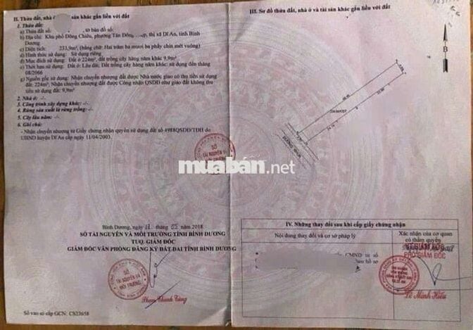 Đất mặt tiền phường Tân Đông Hiệp Tp Dĩ An