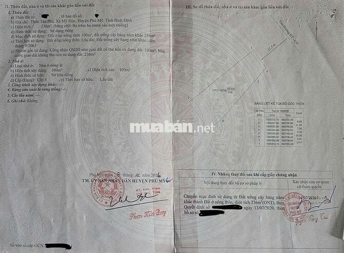 Bán 2 lô đất liền kề mặt tiền đường DT639 Mỹ Đức, Phù Mỹ giá  7.8 tỷ