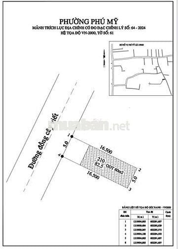 Đất mặt tiền KD đường Đồng Cây Viết, DT: 5x16,5, thổ cư: 60 đường 10m