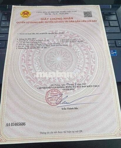 Đất Kiến Minh trục thôn 9m, 62.8m2 gần Ga Nam Hải Phòng