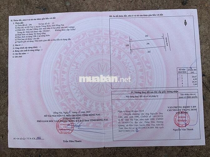 BÁN Lô Đất Full Thổ Cư Tại Xã Hố Nai 3, Huyện Trảng Bom, Tỉnh Đồng Nai