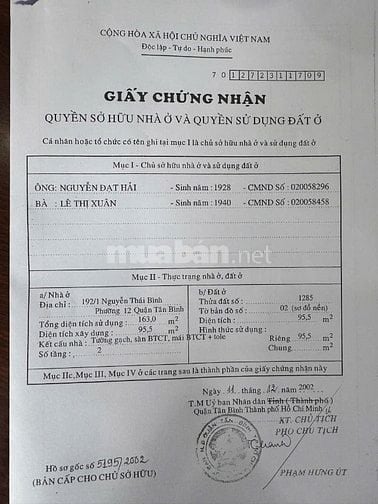 Bán nhà góc 3 mặt tiền Nguyễn Thái Bình, Phường 12, Tân Bình