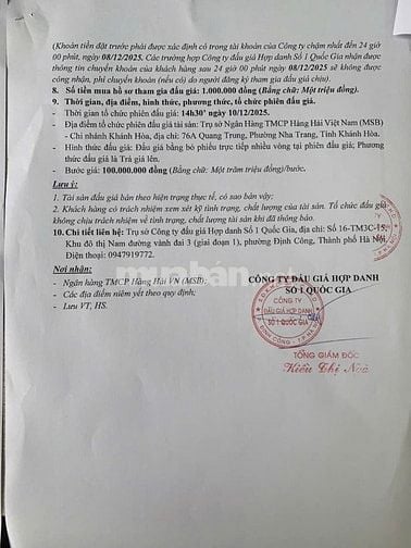 CÔNG TY ĐẤU GIÁ HỢP DANH SỐ 1 QUỐC GIA THÔNG BÁO BÁN ĐẤU GIÁ TÀI SẢN