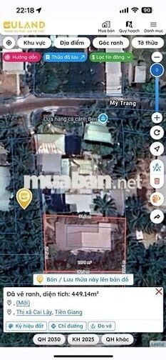 Đất chính chủ đường Mỹ Trang - Nhị Mỹ - Tx. Cai Lậy - Tiềng Giang