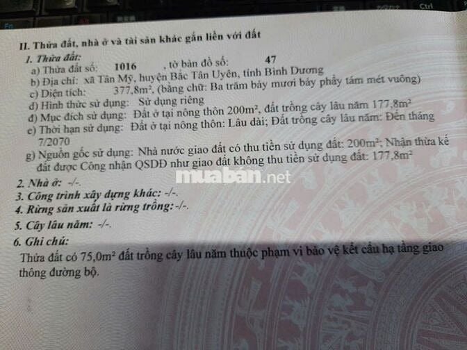 ĐẤT MẶT TIỀN 23M SIÊU ĐẸP–PHƯỜNG TÂN UYÊN,TP.HCM.Giá 1,92 tỷ–200m² ONT