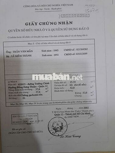 Nhà chính chủ 137m2 1 phòng ngủ đường Trường Chinh Quận 12