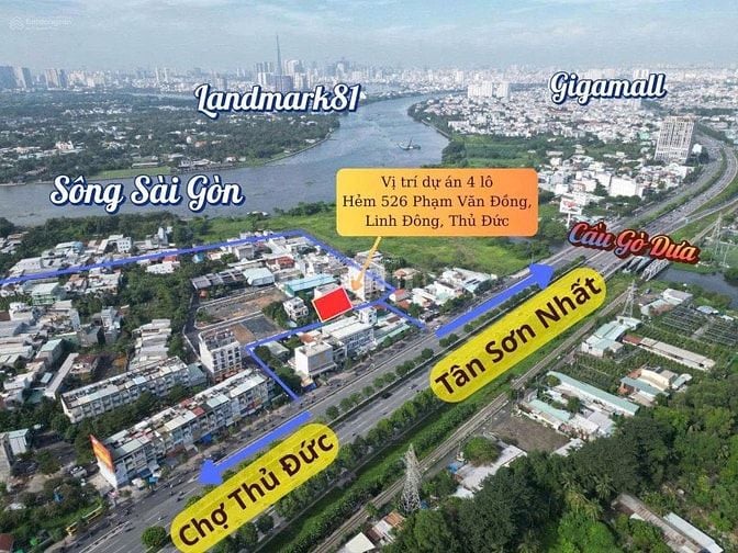 Chính chủ bán 4 nền đường Phạm Văn Đồng, Thủ Đức, chỉ 50 triệu/m2