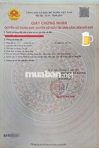 Đất khu Tái định cư Đông Hòa C phường Đông Hòa Tp Dĩ An