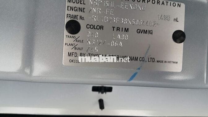 Toyota Vios 2019 1.5G CVT - 37800 km