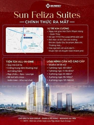 Bán căn 2 ngủ cao cấp 70m2 dự án Sun feliza Xuân Thuỷ Cầu Giấy
