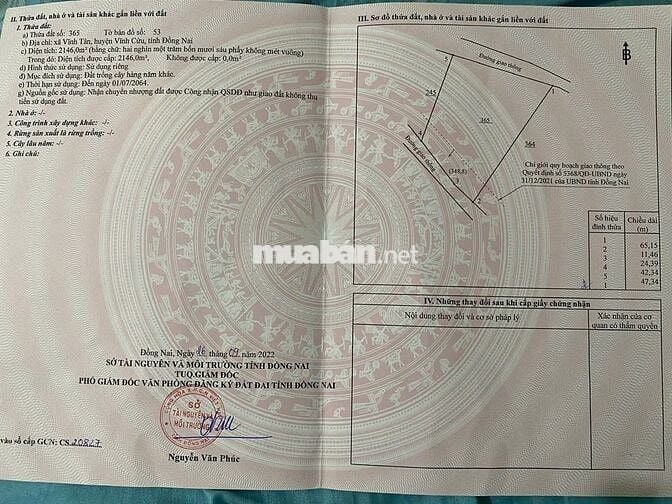 Đất 2 Mặt Tiền, gần tỉnh lộ 767, Ấp 6, Vĩnh Tân, Vĩnh Cửu, Đồng Nai