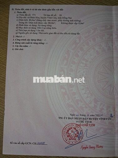 BÁN ĐẤT NỀN KHU TÁI ĐỊNH CƯ BÌNH HÒA – Giá 760 triệu–Sổ riêng 80m2 ONT