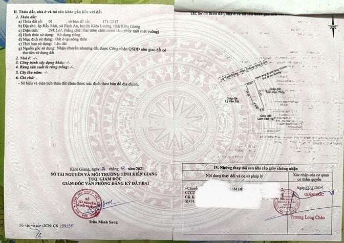 Đất Thổ cư - 300m2 - Kiên Lương - Kiên Giang - Lộ 15m