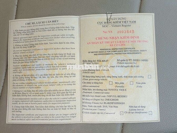 Toyota Vios 2018 Số tự động