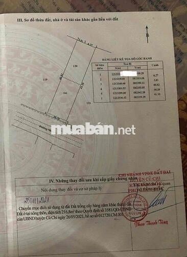 Đất Thổ Cư 100%  - Tân Thông Hội,  Sổ Sẵn, 416m2. Giá còn thương lượng