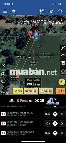 ĐẤT RUỘNG ĐƯỜNG ĐÁ MI 519m2 PHƯỜNG BÌNH ĐỨC MỚI