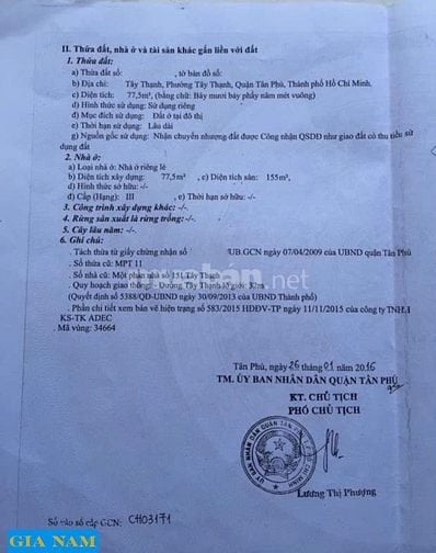 BÁN NHÀ MẶT TIỀN : 151 TÂY THẠNH - P. TÂY THẠNH - Q. TÂN PHÚ - TPHCM