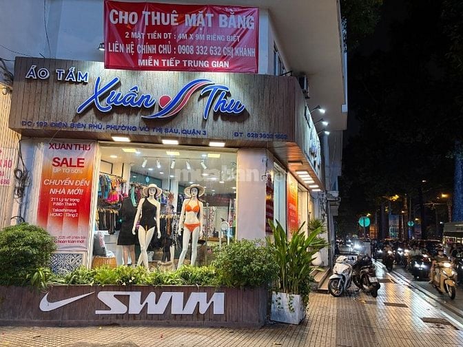 Cho thuê mặt bằng 2 mặt tiền góc NKKN- ĐBP quận 3