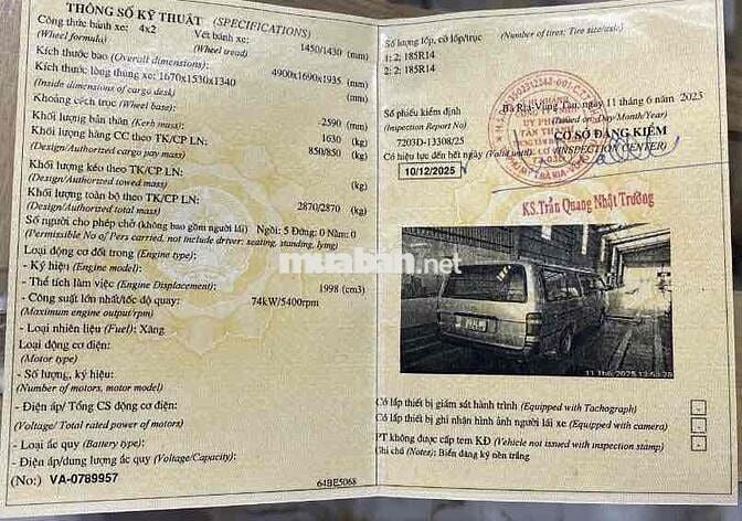 Hiace van 6c850kg bán tận dụng