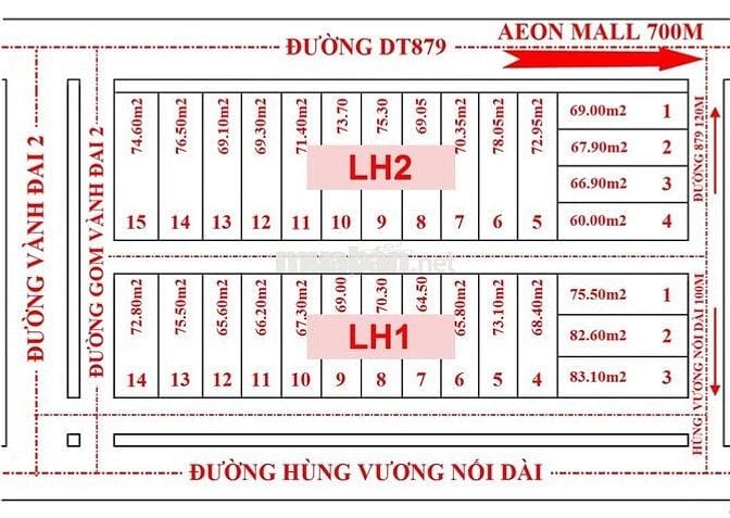 BÁN ĐẤT NỀN LONG HÒA A – GẦN AEON MALL CÁCH QUÃNG TRƯỜNG MỸ THO 1KM