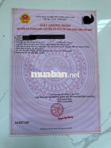 Hạ giá bán trong năm giảm còn 2 tỷ 6, lô đất ngang 7,5m MT đường 868