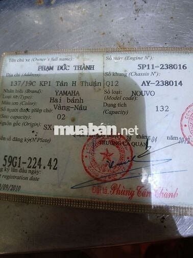 Xe Nouvo Tứ LX xe zin có giấy tờ biển vip