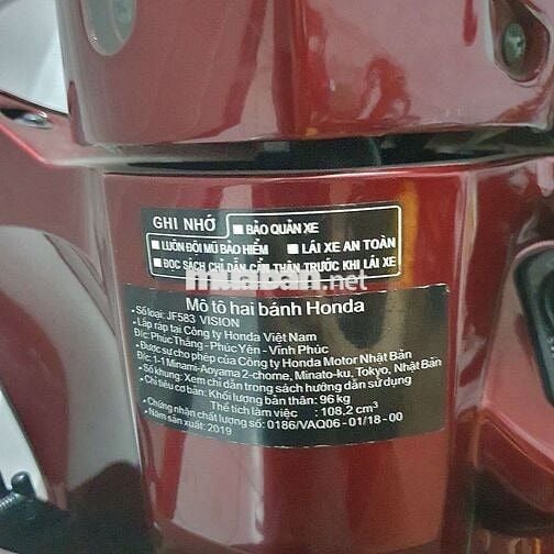 Xe Vision 2019 khóaRemote_mua 2019_ChínhChủ BTan