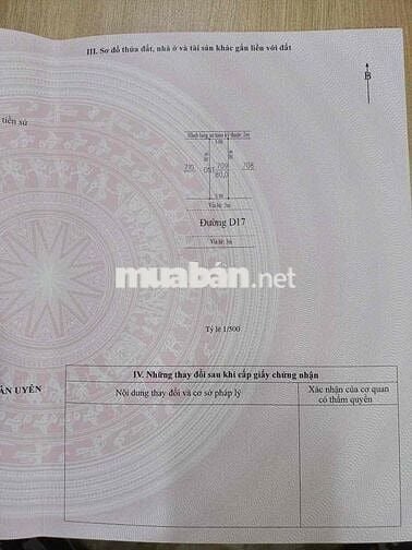 Bán Gấp Lô Đất Nền Đã Có Sổ Hồng Riêng, Mặt Tiền Đường D17 (5x16m)