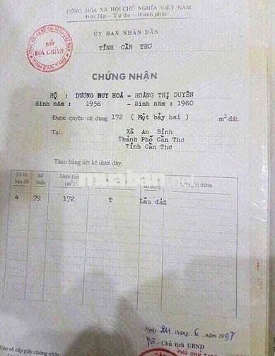 Bán Nền Mặt Tiền Nguyễn Văn Cừ Nối Dài Gần Đại Học Y Dược (DT 172m2 )