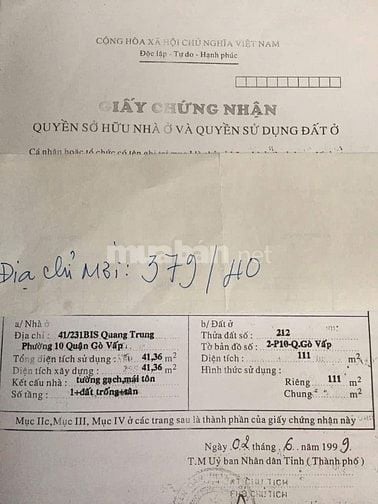 Bán nhà rẻ rộng HXH (5,3x24) 379/40 Quang Trung p10 Gò Vấp (Ngay UBND