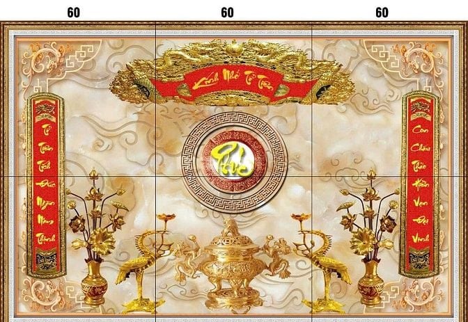 Tranh gạch 3d ốp tường phòng thờ - SC64