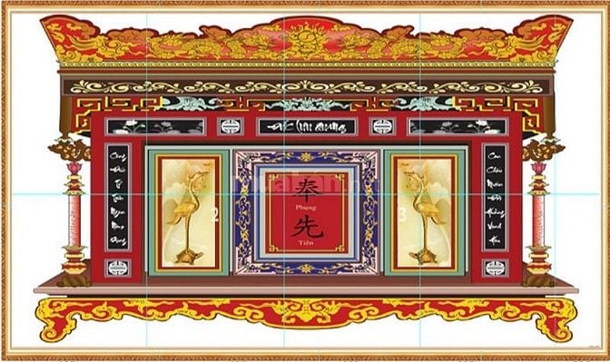 Tranh gạch 3d ốp tường phòng thờ - SC64