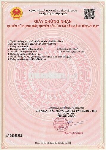 2252m2 full thổ cư - giá *** khu vực Đức Huệ