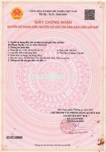 CHÍNH CHỦ BÁN - 466.2m2-BHK+ONT ĐỨC HUỆ, LONG AN GIÁ CHỈ 2TỶ (TL)