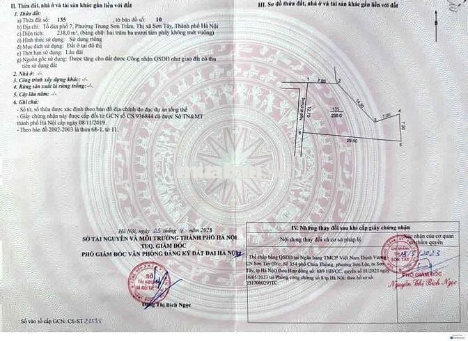 Bán gấp 238m2 lô đất trung tâm phường Trung Sơn Trầm, TX. Sơn Tây, Hà