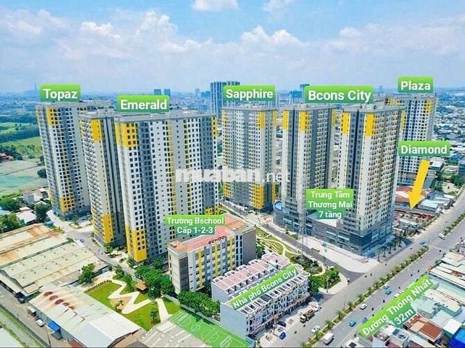 Căn hộ Bcons City 53m2, 2PN nội thất cơ bản mới 100%, gần làng Đại Học