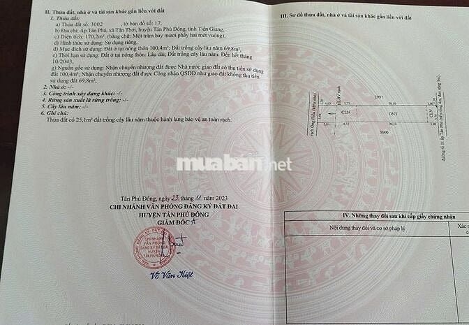 Đất thổ cư giáp rạch giá rẻ Tân Phú Đông – 170m² chỉ 260 triệu, sổ sẵn